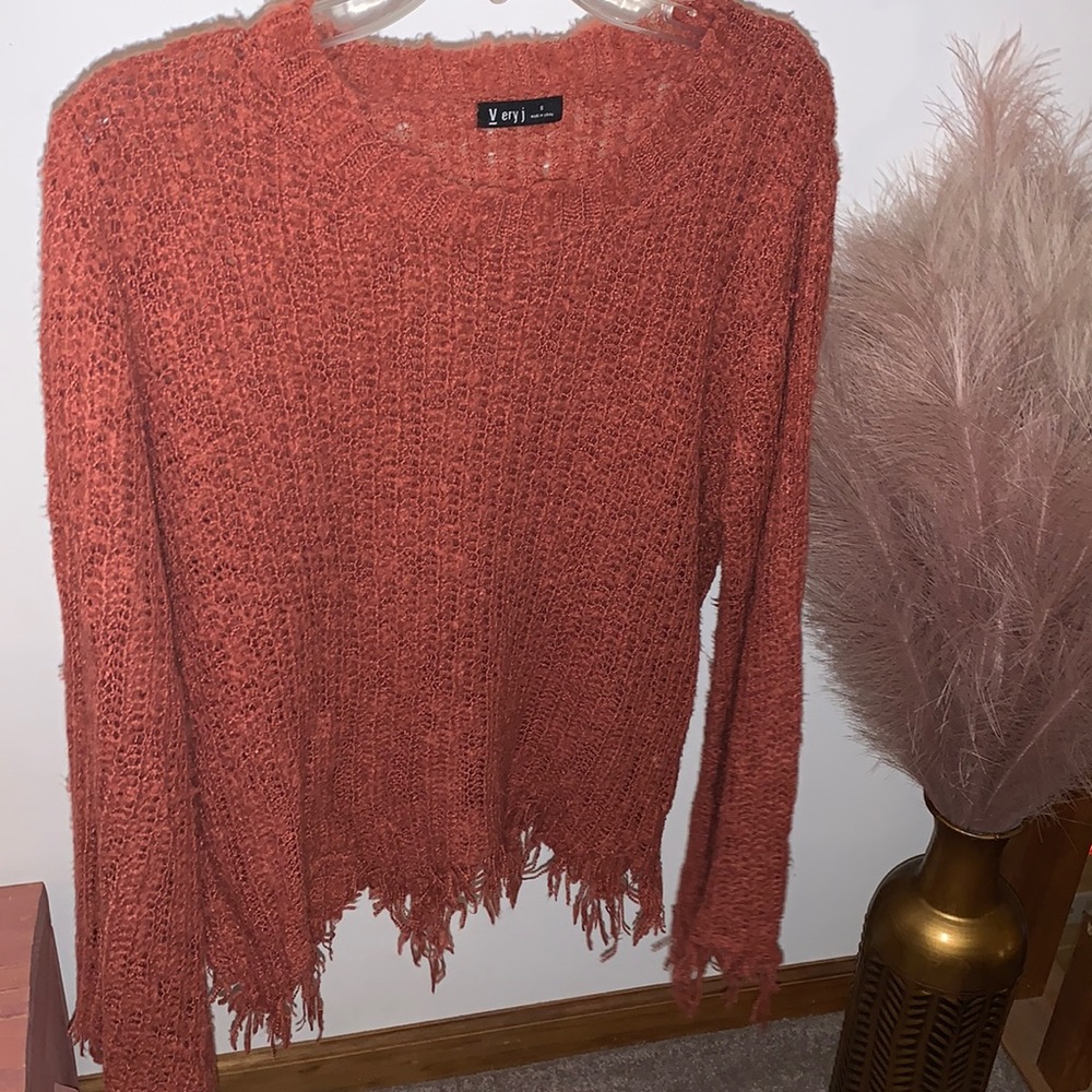 Rust distressed sweater